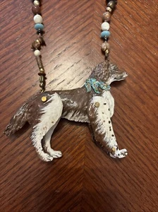 Vintage Dorian Designs Hand Crafted Painted Articulated Dog Pendant Necklace - Picture 1 of 6