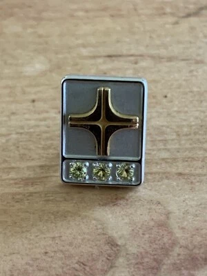 Pin de solapa vintage corbata 1/10 10 quilates oro relleno peridoto piedras verdes bronceador OC Foto 1 de 4