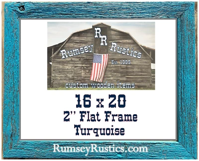 16x20" wide 2" turquoise washed rustic barn color picture frame wood barnwood - Image 1 of 4