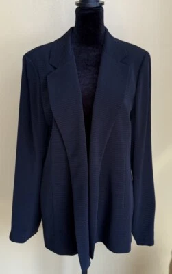 Chaqueta Blazer Yansi Fugel Luxe Acanalada Abierta Nueva con Etiquetas Negra Para Mujer Talla L Foto 1 de 4