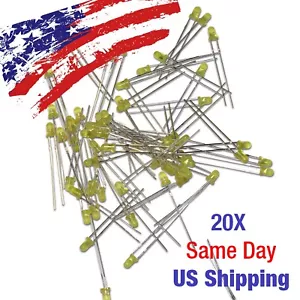 Diodo emettitore luce led giallo 3mm 20mA 2V 28mm gambe 20PCS SPEDIZIONE USA OGGI! - Foto 1 di 3