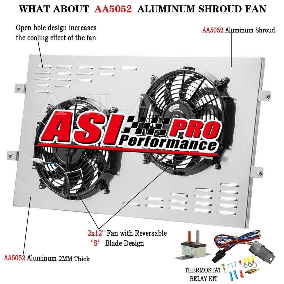 Aluminum Fan Shroud+Relay Fit 94-00 Chevy GMC C1500,C2500 C3500 K1500 K2500 6.5L Foto 1 de 4