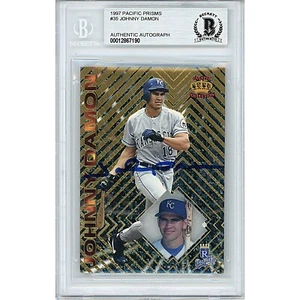 1997 Pacific Prisms #35 Johnny Damon Signed Card AUTO Beckett Slabbed KC Royals - Picture 1 of 5