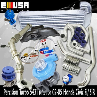 BLUE T3/T4 Turbo Kit for 02-05 Honda Civic SI /Type R 2.0 K20A EP3 — 第 1/4 张图片