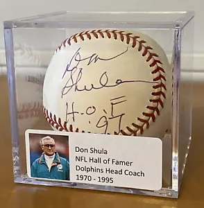 Don Shula HOF 97 Firmado MLB Grandes Ligas Béisbol Automático Miami Dolphins Fútbol Americano - Imagen 1 de 6