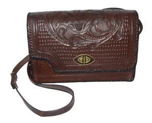 Cartera de cuero vintage marrón artesanal con correa para el hombro - Imagen 1 de 15