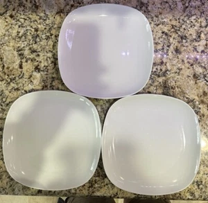 Set Of 3 Retired IKEA 21986 Square White Porcelain Dinner Plates 9 3/4" ~ MINT - Picture 1 of 8