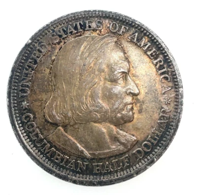 1893 Columbian Exposition Toned Commemorative 90% Silver 50c Half Dollar Coin #2 - Image 1 of 4