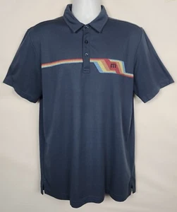 Travis Mathew Performance Polo Mens L Short Sleeve Blue Stretch Golf Embroidered - Picture 1 of 12