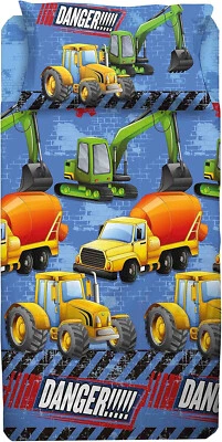 Ruspa,Camion,Trattore Completo Letto 3Pz Sopra+Sotto con Angoli+ Federa Cotone - Immagine 1 di 3