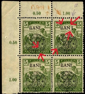 Romania Hungary 1919 CLUJ HARVESTER 5B  GENUINE  double error LONG BAN-I" MNH OG - Picture 1 of 6