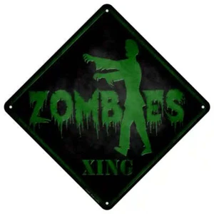 Zombies Crossing 16.5" X 16.5" Diamond Metal Sign - Picture 1 of 1