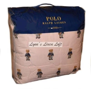 RALPH LAUREN POLO Teddy Bear Girl Pink Stripe KING COMFORTER SET 3P - Picture 1 of 4