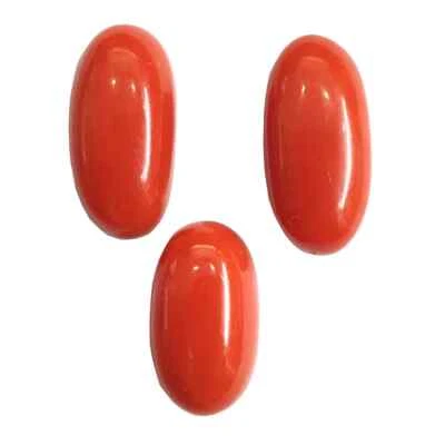 20ct Certified Natural Italian Red Coral Moonga Gemstone 3Pcs set - Image 1 of 3