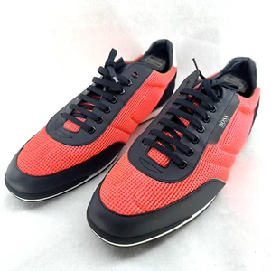 BOSS Hugo Boss Sneakers Men US 13 EU 45 Orange Black Mesh Ortholite Casual Shoes - Picture 1 of 11