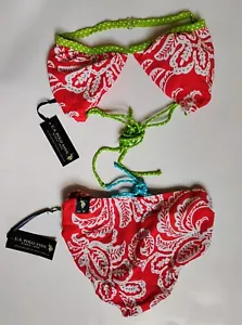 NWT U.S. Polo Assn. Women's Two Piece Bikini Swimsuit Red And White Size XL - Picture 1 of 11