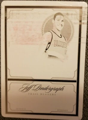 JEFF PENDERGRAPH AYRES 2009-10 National Treasures Black PRINTING PLATE #1/1 of 1 - Image 1 of 2