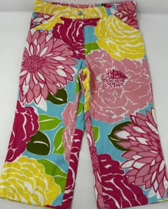 Lilly Pulitzer Capri Pants Girls Size 7 Flowers!  White Tag 100% Cotton - Picture 1 of 2