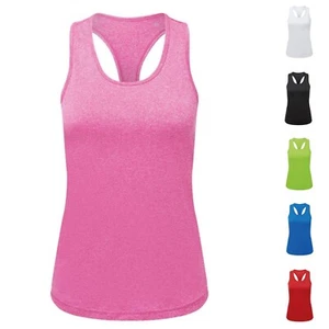 Slim Racer Back Vest Womens Ladies Cool Wicking Gym Fitness Sleeveless Tank Top - Picture 1 of 14