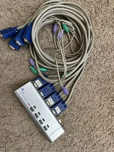 Airlink 101 Slim 4 Port PS2 KVM With 4 Cables - Picture 1 of 1