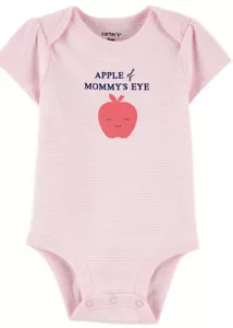 Carter's Baby Mädchen Apfel von Mama Auge Bobysuit rosa Streifen 3 Monate neu mit Etikett - Bild 1 von 3