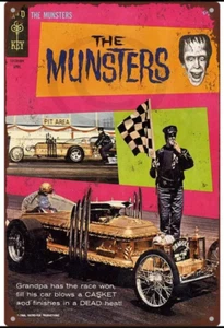 THE MUNSTERS COFFIN CAR DRAG RACING ALUMINUM SIGN 8"X12" SHOW - Picture 1 of 1
