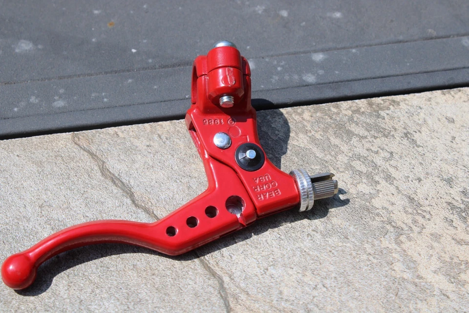 Old School BMX Odyssey RX3 Brake Lever Left 1985 Bear Corp Lock OG Red - NOS - Image 1 of 4