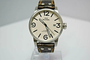New TW STEEL MS42 MS22 Textered Leather SS 48mm $450 Watch - Picture 1 of 12