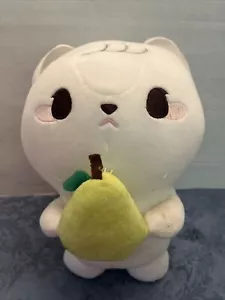 LOVABLE OING SUPER SOFT SQUISHY WHITE FOX HOLDING PEAR FRUIT PLUSH DOLL FIGURE - Picture 1 of 7