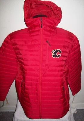 Calgary FLAMES NHL Hooded Puffer Nylon Jacket RED  2X - Image 1 of 4