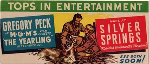 VINTAGE 1940s INK BLOTTER! GREGORY PECK "THE YEARLING"! SILVER SPRINGS, FLORIDA! - Picture 1 of 1