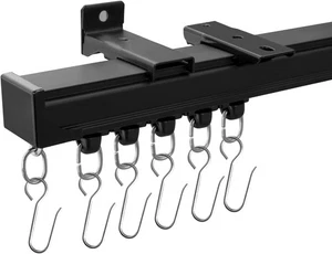 Ceiling Curtain Tracks Black 15ft Garage Divider Track and Hooks Living Bedroom - Picture 1 of 6