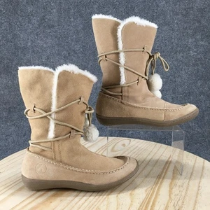 Air Walk Boots Womens 6.5 Winter Mid Calf Bootie Beige Moc Toe Suede Faux Fur - Picture 1 of 17