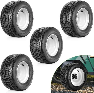 4 Pack 10" 205/50-10 White Golf Cart Wheels Tires for Yamaha EZGO Club Car Cushm - Image 1 of 4