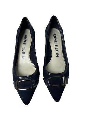 Anne Klein women's size 6M navy/black slip-on pumps shoes pointy toe - Image 1 of 4