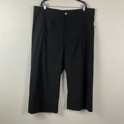 Pantalón Anthropologie Maeve The Colette Recortado Pierna Ancha Talla 24W Negro Mezcla de Lino Foto 1 de 4