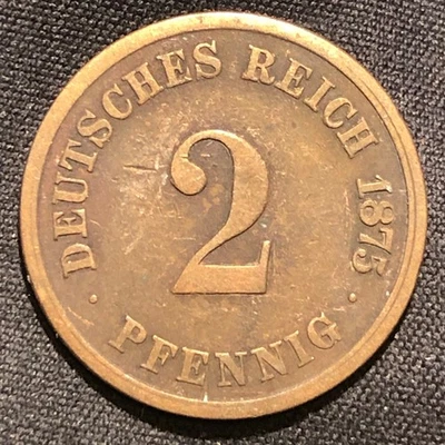 1875-A Germany 2 Pfennig Copper Coin - VF (Very Fine) condition - Image 1 of 4
