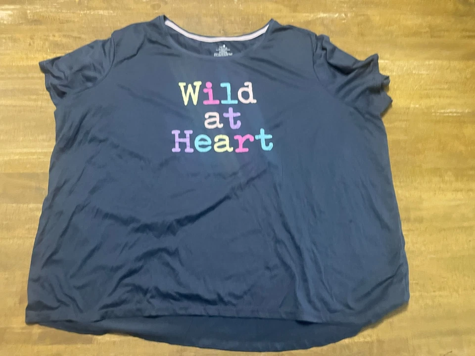 Camisa Secret Treasure, para mujer talla grande 3X, azul, gris, "Wild at Heart" Foto 1 de 4