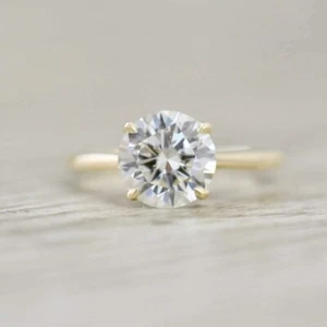 Certified Natural 3ct VS1 Round White Diamond Engagement Ring Solid 925 Silver - Picture 1 of 9