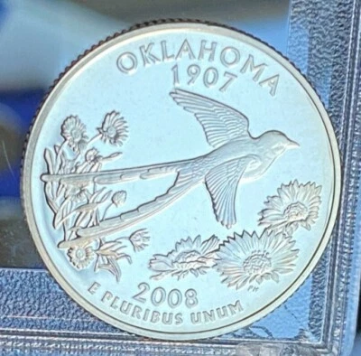 2008-S proof (clad) Oklahoma quarter; DCAM from mint proof set - Image 1 of 4