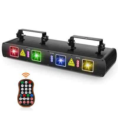 RGB Y Mini Four-hole Laser LED Stage Light Line Laser with Remote Control DMX - Image 1 of 4