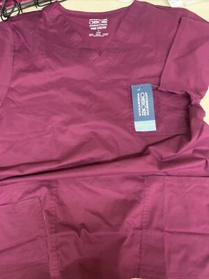 NWT - Grape Cherokee Unisex Medium Plum Scrubs Core Stretch Unisex V Neck Top - Image 1 of 2