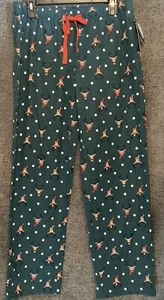 Jenni Women's Reindeer Dot Cotton Flannel Pajama Pants In Green Size Small New - Picture 1 of 4