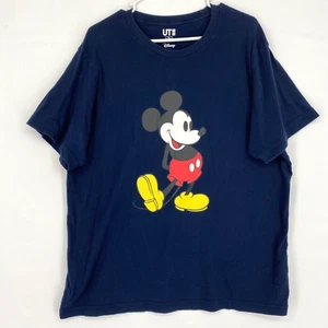 Uniqlo Disney Adult Size XL Crewneck T-Shirt Navy Blue Mickey Mouse Short Sleeve - Picture 1 of 8