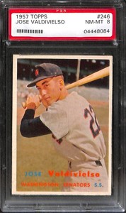 1957 TOPPS #246 JOSE VALDIVIELSO PSA 8 04448084