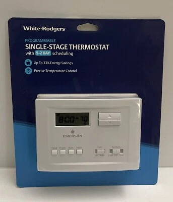 White Rodgers P150 White Heating & Cooling Programmable Thermostat - Image 1 of 3