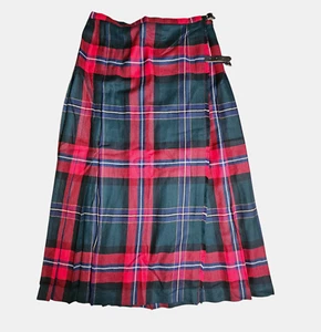 Falda escocesa vintage Talbots lana tartán línea A envolvente hebilla plisada 16 nueva con etiquetas - Imagen 1 de 11