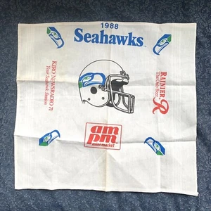 Vintage Seattle 1988 Seahawks handkerchief bandana Kiro 71, Am Pm, Rainier 18x18 - Picture 1 of 7