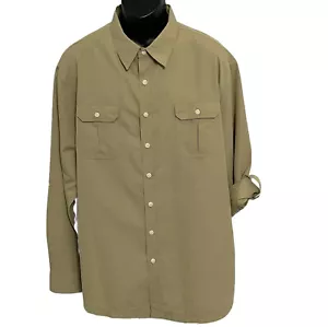 Croft & Barrow Vented Shirt Men's XXL Roll Tab LS Button Up Beige Cool Dry - Picture 1 of 8