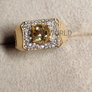 Natural Citrine 18k Yello Gold Men Ring, Mens Jewelry, Hand Made Ring - Picture 1 of 7